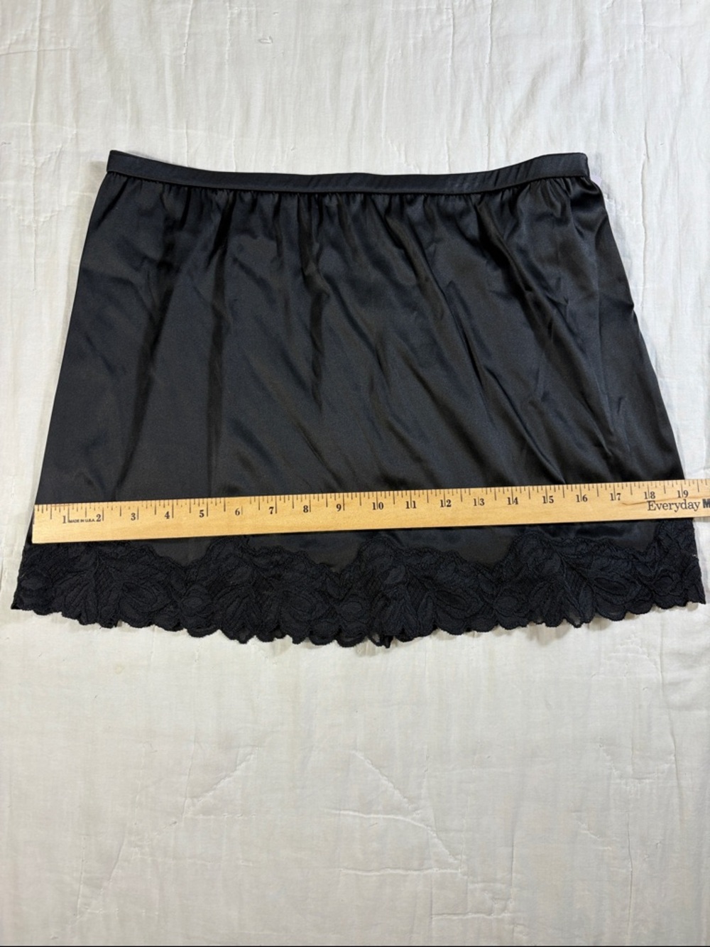NWT Auden Women's Black Satin Lace Trim Half Slip Skirt Lingerie‎ Underskirt New - Picture 7 of 10